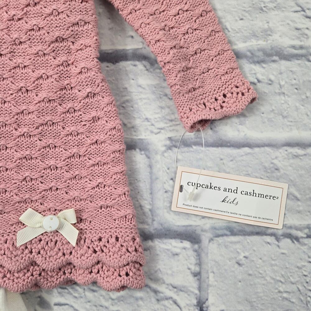 NWT Cupcakes and Cashmere Pink Knit Dress White Tights Bunny Lovey 6 to 9 months - Picture 9 of 16
